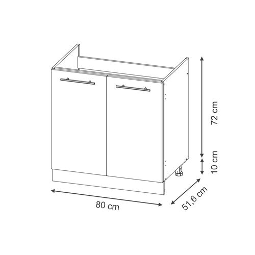 Meuble Bas Sous-évier Fame-line 57032 Chêne De Force Doré 80cm , Pt Anthracite