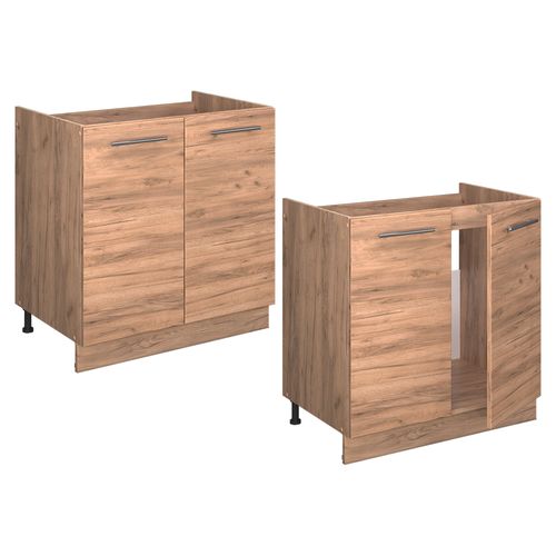 Meuble Bas Sous-évier Fame-line 57032 Chêne De Force Doré 80cm , Pt Anthracite