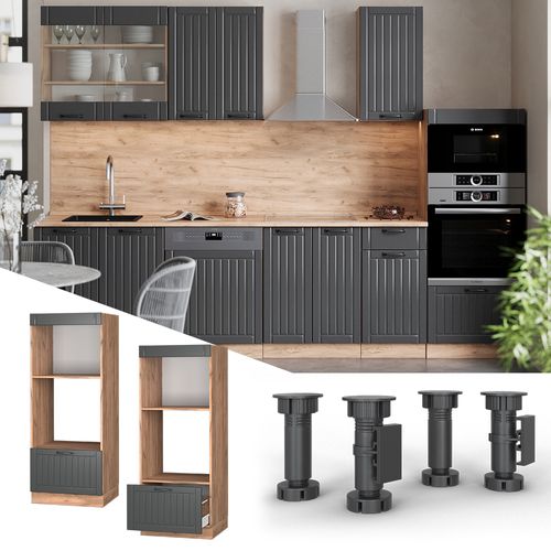 Armoire Micro-ondes Fame-line 57040 Gris Foncé 60cm