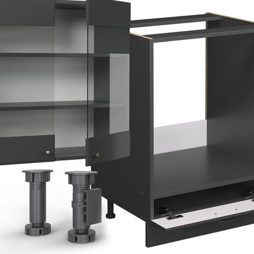 Cuisine En Angle Fame-line 57045 Anthrazit-gold Landhaus 347x46cm Sans Pt