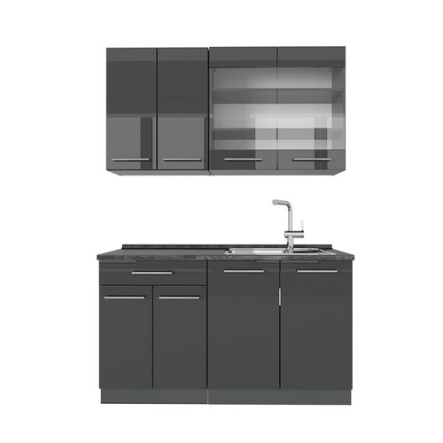 Cuisine Fame-line 57057 Anthracite Haute Brillance 140cm , Pt Anthracite