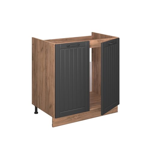 Meuble Bas Sous-évier Fame-line 57070 Gris Foncé 80cm Sans Pt