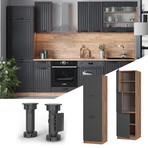 Meuble Pour Four Fame-line 57077 Gris Foncé 60cm