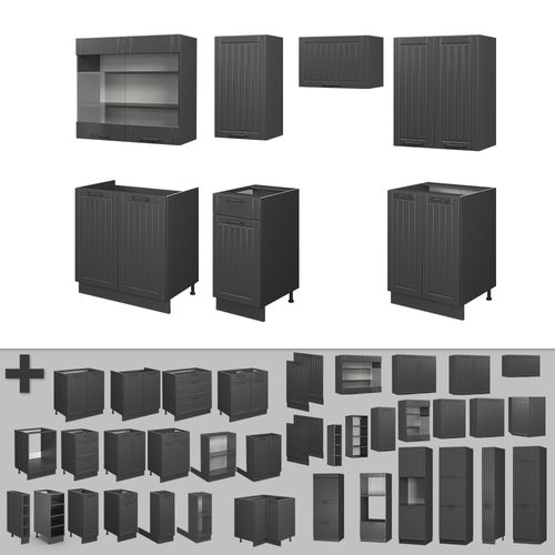 Cuisine Fame-line 57089 Gris Foncé 240cm , Pt Marbre