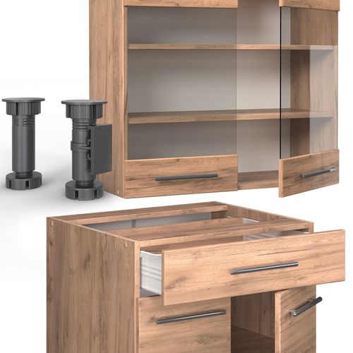 Cuisine Fame-line 57096 Chêne De Force Doré 140cm , Pt Marbre