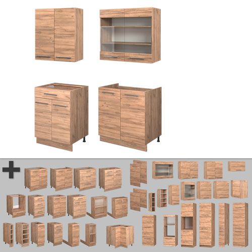 Cuisine Fame-line 57096 Chêne De Force Doré 140cm , Pt Marbre