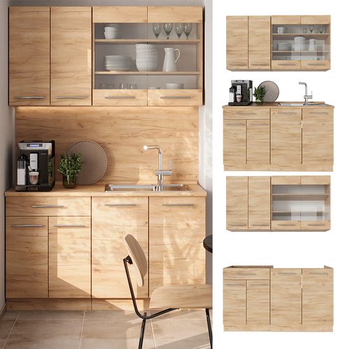 Cuisine Fame-line 57096 Chêne De Force Doré 140cm , Pt Marbre