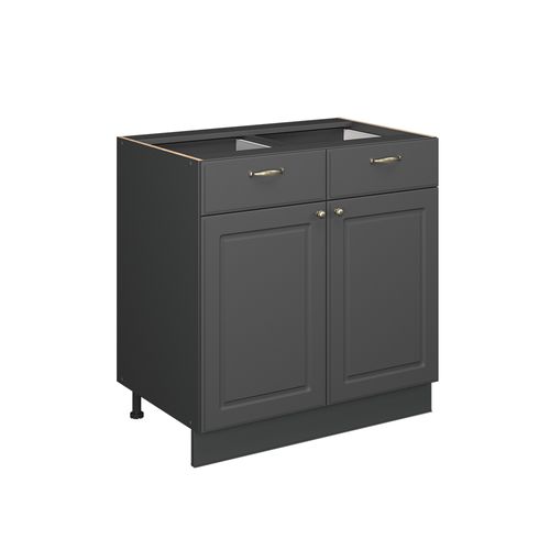 Meuble Cuisine Fame-line 57100 Anthrazit-gold Landhaus 80cm , Pt Marbre