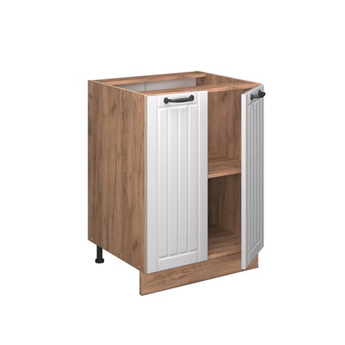 Meuble Bas De Cuisine Fame-line 57106 Blanc Campagne 60cm , Pt Anthracite