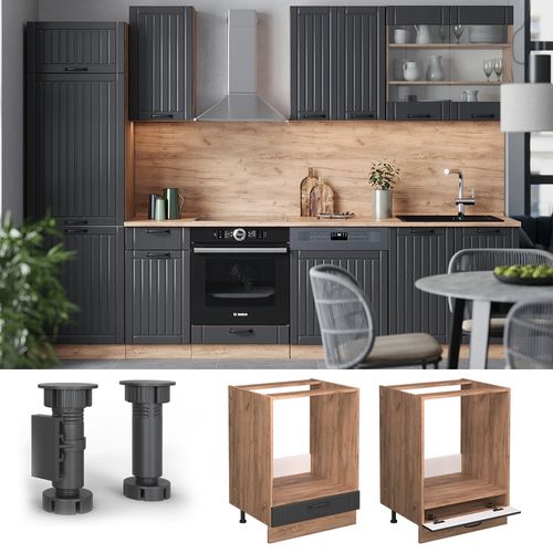 Meuble Pour Four Fame-line 57110 Gris Foncé 60cm , Pt Anthracite