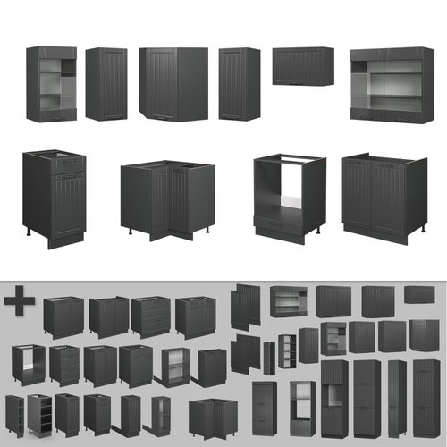 Cuisine En Angle Fame-line 57120 Gris Foncé 190x60cm , Pt Anthracite