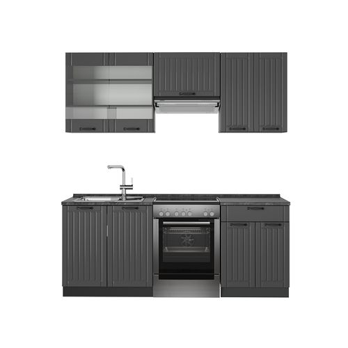 Cuisine Fame-line 57123 Gris Foncé 200cm , Pt Anthracite