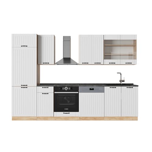 Cuisine Fame-line 57131 Blanc Campagne 300cm , Pt Anthracite