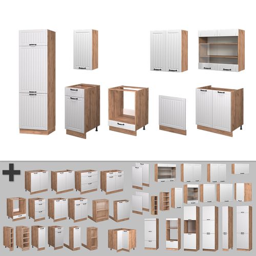 Cuisine Fame-line 57131 Blanc Campagne 300cm , Pt Anthracite