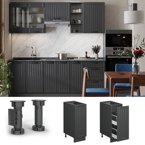 Meuble De Cuisine Fame-line 57142 Gris Foncé 30cm Sans Pt