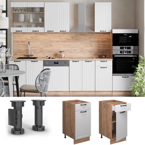 Meuble Cuisine Fame-line 57144 Blanc Campagne 40cm , Pt Chêne