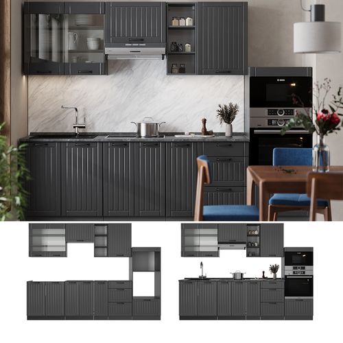 Cuisine Fame-line 57163 Gris Foncé 280cm Sans Pt