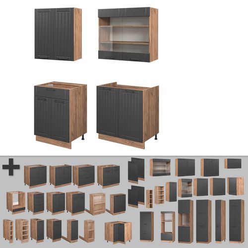 Cuisine Fame-line 57173 Gris Foncé 140cm Sans Pt