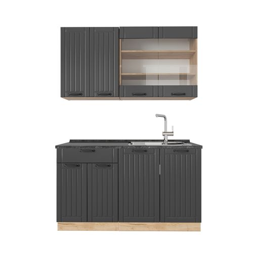 Cuisine Fame-line 57173 Gris Foncé 140cm Sans Pt