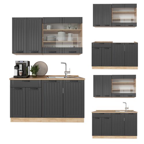 Cuisine Fame-line 57173 Gris Foncé 140cm Sans Pt