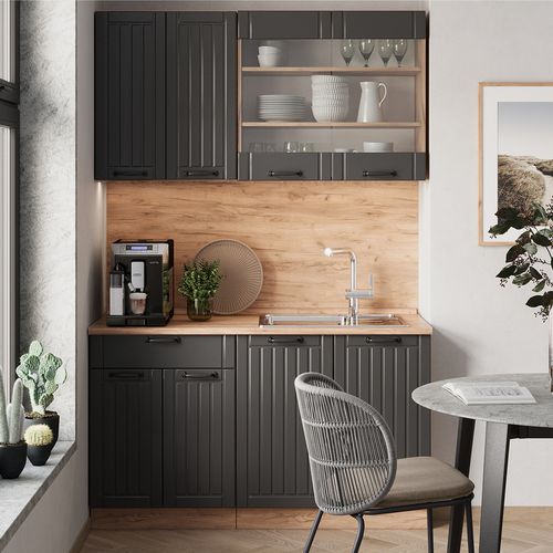 Cuisine Fame-line 57173 Gris Foncé 140cm Sans Pt