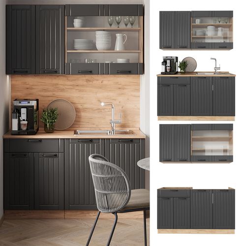 Cuisine Fame-line 57174 Gris Foncé 140cm , Pt Anthracite