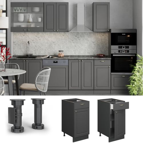 Meuble Cuisine Fame-line 57175 Anthrazit-gold Landhaus 40cm , Pt Anthracite