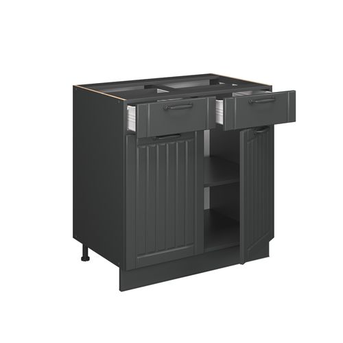 Meuble Cuisine Fame-line 57179 Gris Foncé 80cm , Pt Anthracite