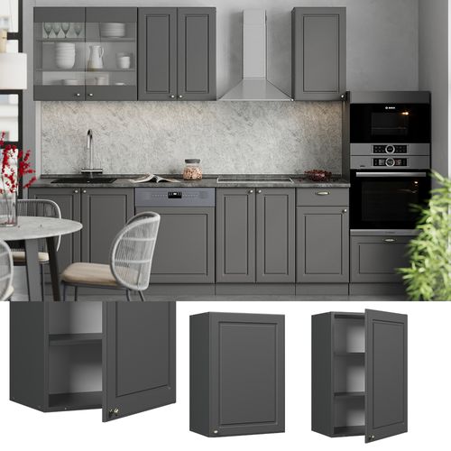 Elément Haut De Cuisine Fame-line 57182 Anthrazit-gold Landhaus 50cm