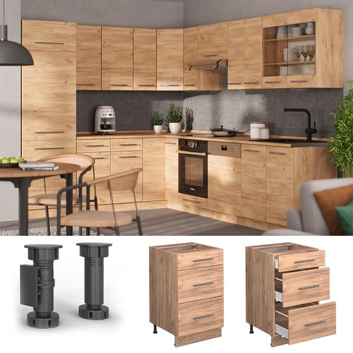 Meuble Cuisine Fame-line 57190 Chêne De Force Doré 50cm Sans Pt