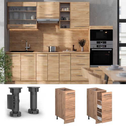 Meuble De Cuisine Fame-line 57192 Chêne De Force Doré 30cm , Pt Anthracite