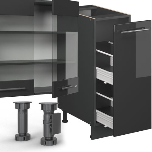 Cuisine Fame-line 57203 Anthracite Haute Brillance 280cm Sans Pt