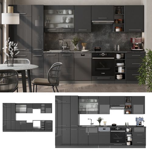 Cuisine Fame-line 57205 Anthracite Haute Brillance 355cm , Pt Anthracite