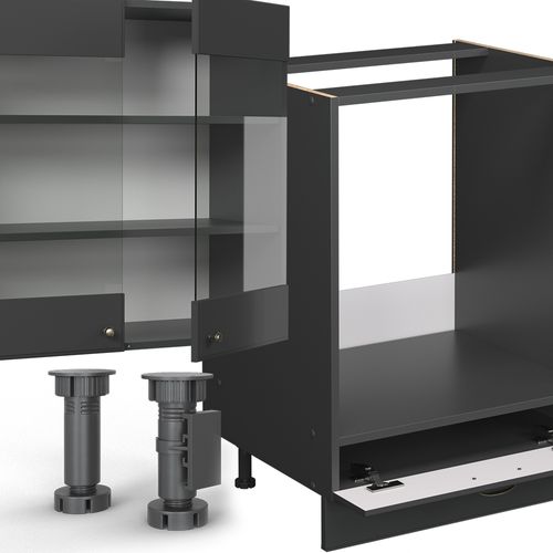 Cuisine Fame-line 57209 Anthrazit-gold Landhaus 300cm , Pt Anthracite