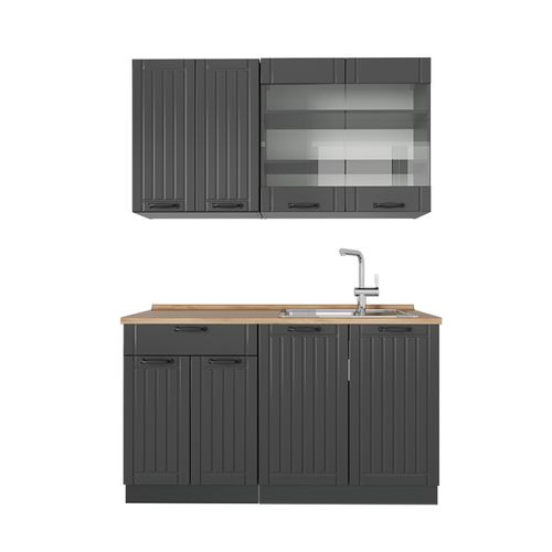 Cuisine Fame-line 57212 Gris Foncé 140cm , Pt Chêne