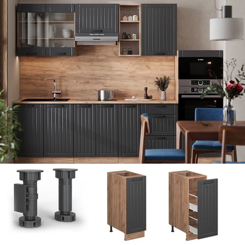 Meuble De Cuisine Fame-line 57231 Gris Foncé 30cm , Pt Anthracite