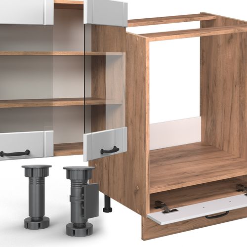 Cuisine En Angle Fame-line 57241 Blanc Campagne 347x60cm , Pt Anthracite