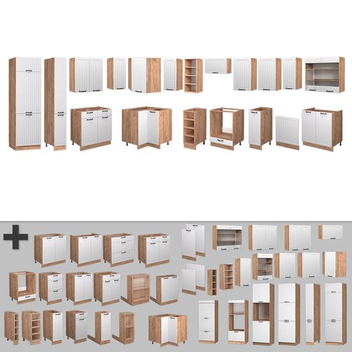 Cuisine En Angle Fame-line 57241 Blanc Campagne 347x60cm , Pt Anthracite