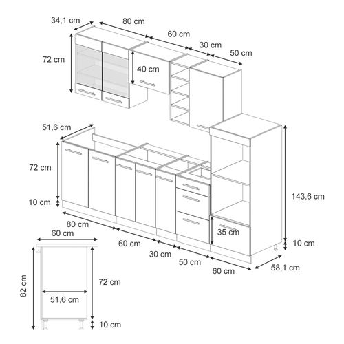Cuisine Fame-line 57245 Chêne De Force Doré 280cm , Pt Chêne