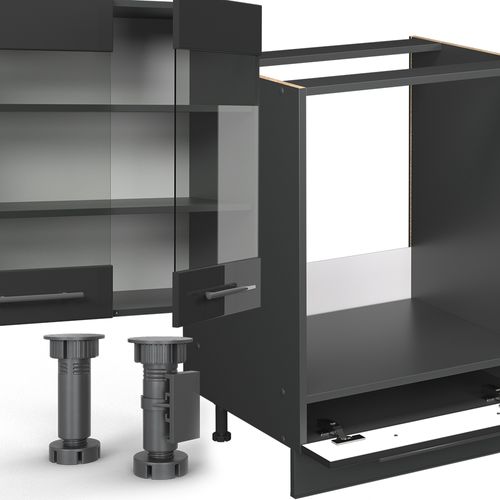 Cuisine Fame-line 57250 Anthracite Haute Brillance 300cm , Pt Anthracite