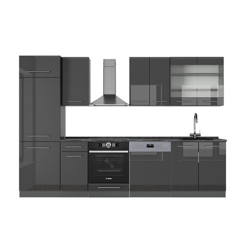Cuisine Fame-line 57250 Anthracite Haute Brillance 300cm , Pt Anthracite
