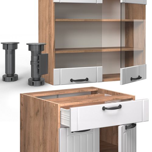 Cuisine Fame-line 57255 Blanc Campagne 140cm , Pt Anthracite