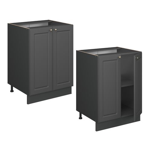 Meuble Bas De Cuisine Fame-line 57256 Anthrazit-gold Landhaus 60cm , Pt Anthracite