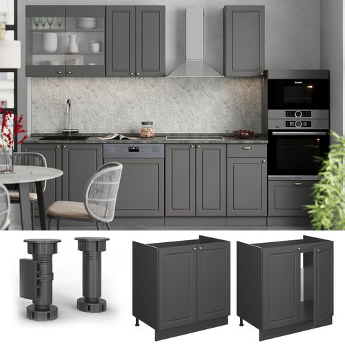 Meuble Bas Sous-évier Fame-line 57258 Anthrazit-gold Landhaus 80cm , Pt Anthracite