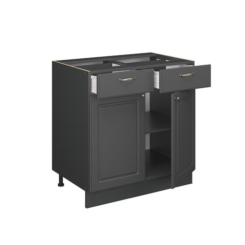 Meuble Cuisine Fame-line 57259 Anthrazit-gold Landhaus 80cm , Pt Chêne