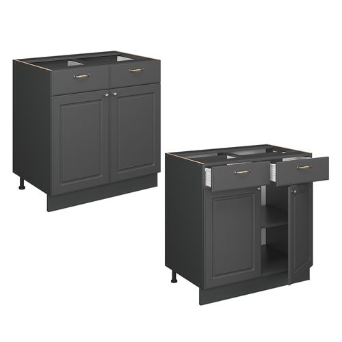 Meuble Cuisine Fame-line 57259 Anthrazit-gold Landhaus 80cm , Pt Chêne