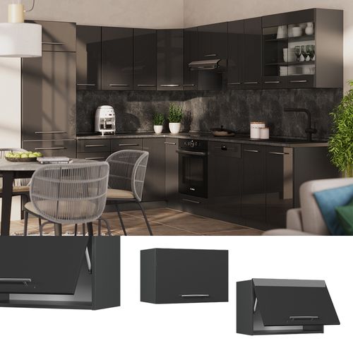 Elément Haut De Cuisine Fame-line 57264 Anthracite Haute Brillance 60cm Plat