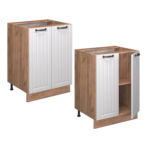 Meuble Bas De Cuisine Fame-line 57267 Blanc Campagne 60cm Sans Pt