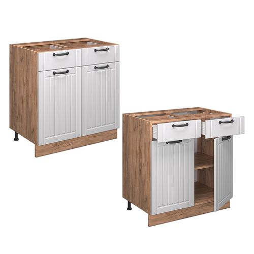 Meuble Cuisine Fame-line 57271 Blanc Campagne 80cm , Pt Marbre