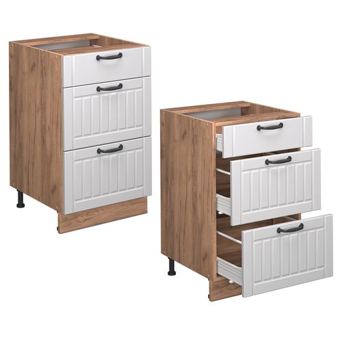 Meuble Cuisine Fame-line 57272 Blanc Campagne 50cm , Pt Anthracite